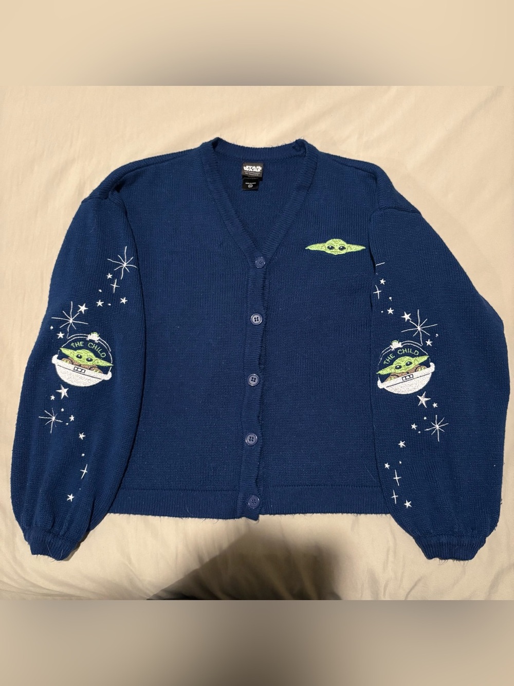 Star Wars Navy Cardigan with The Child Embroidered Motifs